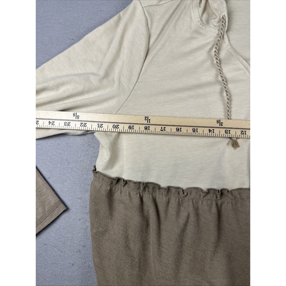 Cato Large Neutral Colorblock Ruffle Zip Hoodie Boho Tiered Lounge Jacket L - Picture 5 of 7